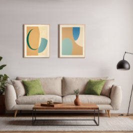 abstracto boho formas verdes suaves bilderwand sets