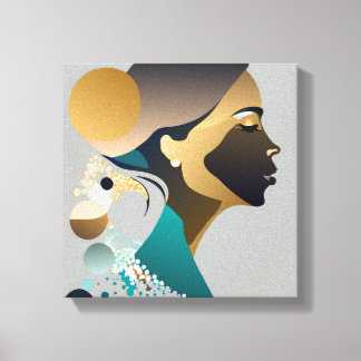 Abstrake Eleganz in Blaugrün und gold # 1 Leinwanddruck