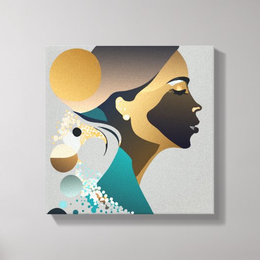 Abstrake Eleganz in Blaugrün und gold # 1 Leinwanddruck (Vorderseite)