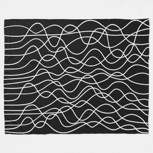 Abstrakt 010517 - Weiß auf Schwarz Fleecedecke (Vorderseite (Horizontal))
