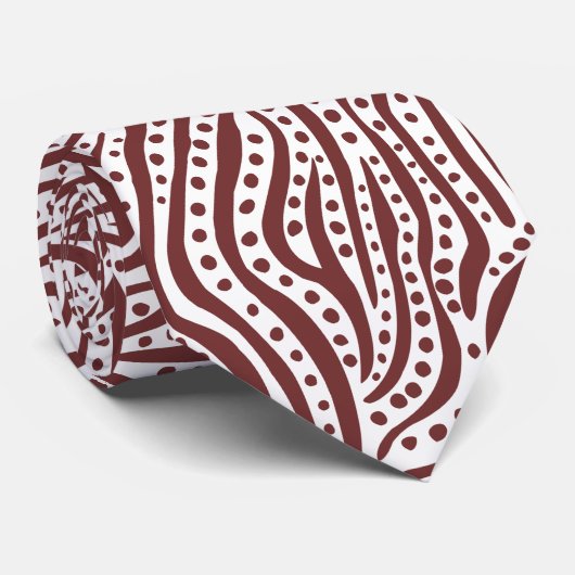 Abstrakt 011211 - Dunkelbraun auf Weiß Krawatte (Gerollt)