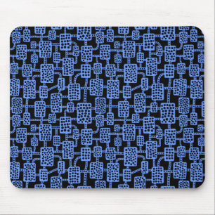 Abstrakt 041113 - Baby Blue on Black Mousepad