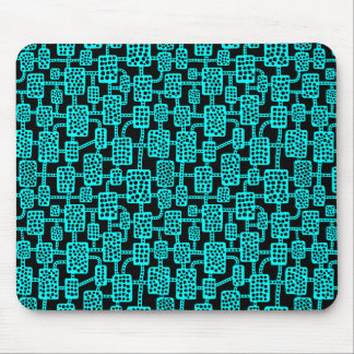 Abstrakt 041113 - Cyan on Black Mousepad