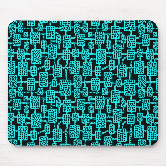 Abstrakt 041113 - Cyan on Black Mousepad (Vorne)