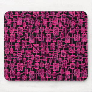 Abstrakt 041113 - Heiß rosa auf Schwarz Mousepad