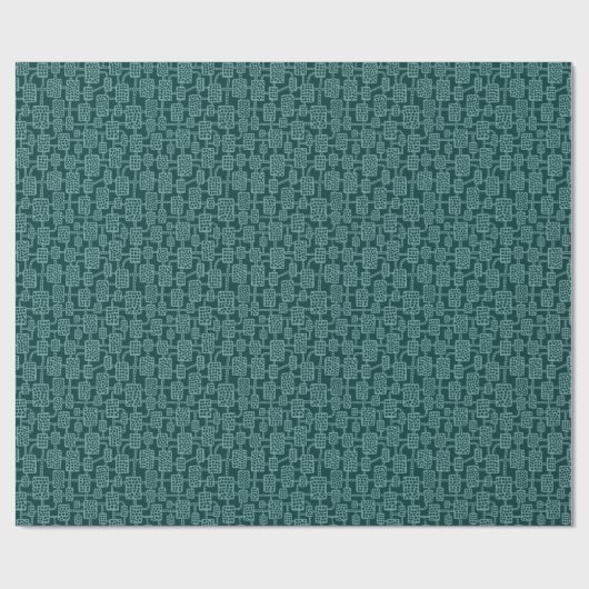 Abstrakt 041113 - Ocean Green on Dark Moss Green Geschenkpapier (Flach)