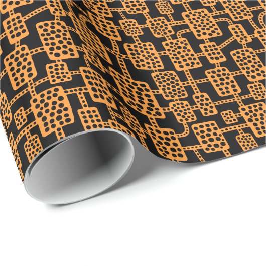 Abstrakt 041113 - Orange in Schwarz Geschenkpapier (Rolleneckpunkt)