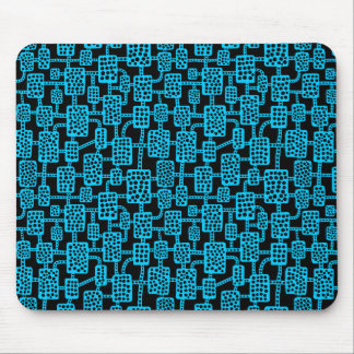 Abstrakt 041113 - Sky Blue on Black Mousepad
