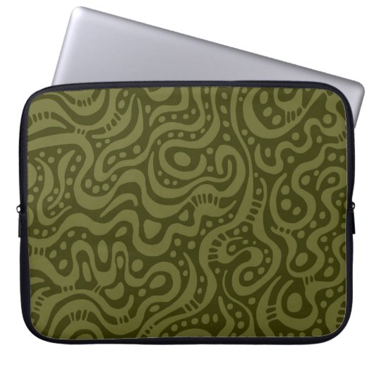 Abstrakt 041211 - Dp Olive on Dk Olive Laptopschutzhülle (Vorderseite)