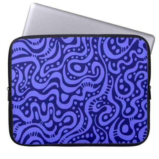 Abstrakt 041211 - Electric Blue on Deep Navy Laptopschutzhülle (Vorderseite)