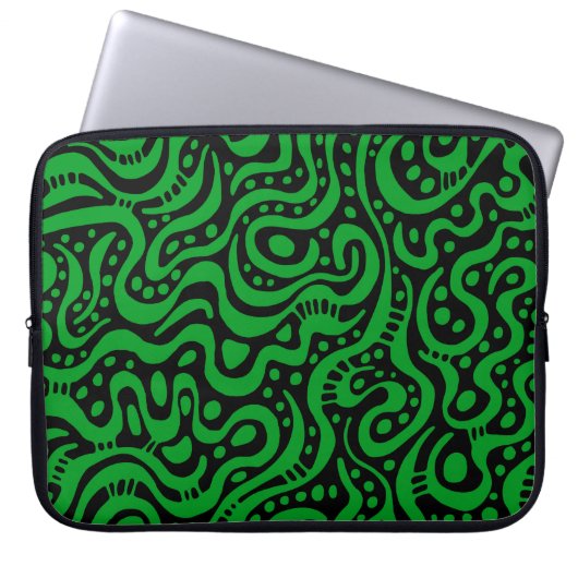 Abstrakt 041211 - Gras grün auf Schwarz Laptopschutzhülle (Vorderseite)