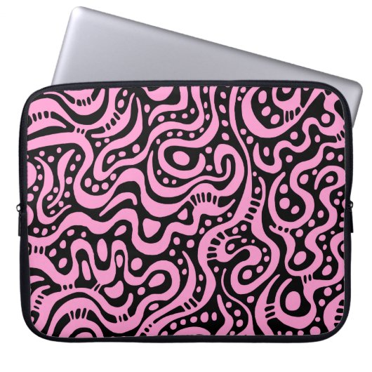 Abstrakt 041211 - Rosa und Schwarz Laptopschutzhülle (Vorderseite)