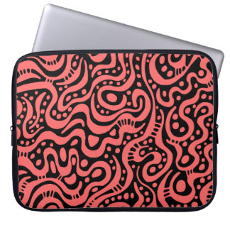 Abstrakt 041211 - Tropisches Rosa auf Schwarz Laptopschutzhülle