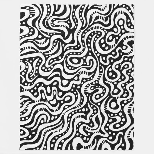 Abstrakt 041211 - Weiß auf Schwarz Fleecedecke (Vorderseite)