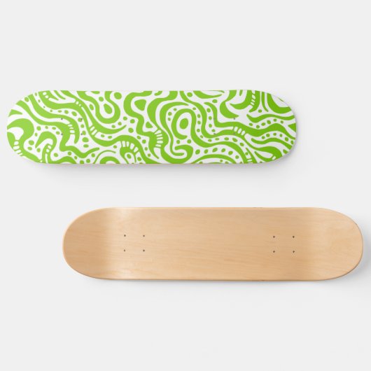 Abstrakt 041211v1 - Martian Green on White Skateboard (Horizontal)