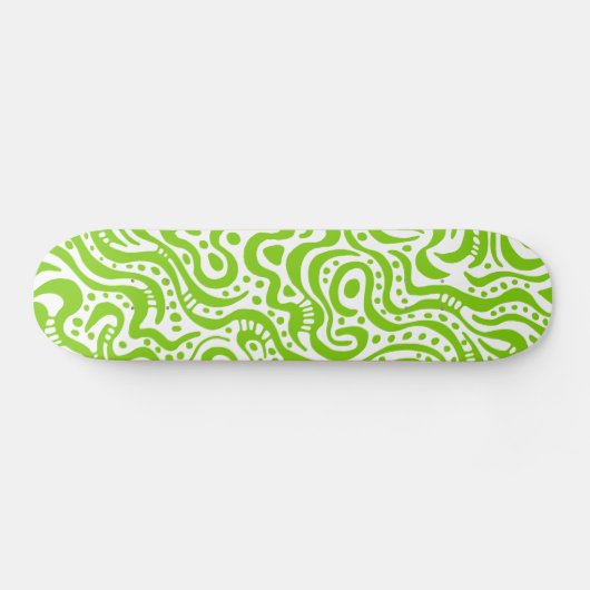 Abstrakt 041211v1 - Martian Green on White Skateboard (Horizontal)