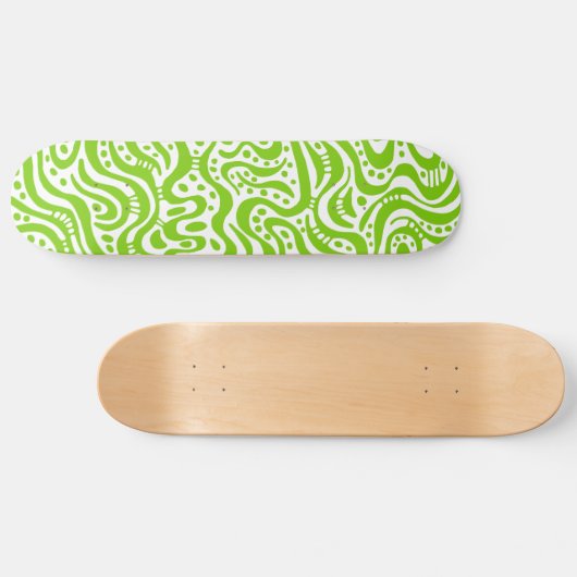 Abstrakt 041211v2 - Martian Green on White Skateboard (Horizontal)