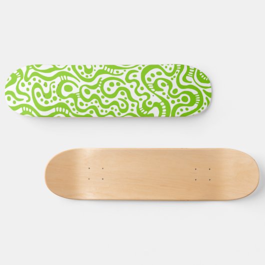 Abstrakt 041211v3 - Martian Green on White Skateboard (Horizontal)