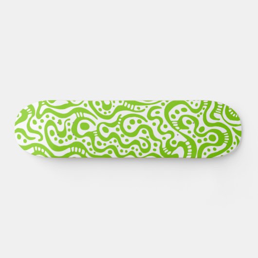 Abstrakt 041211v3 - Martian Green on White Skateboard (Horizontal)