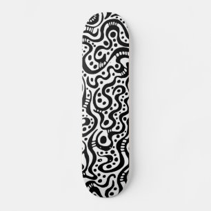 Abstrakt 041211v3 - Schwarz auf Holz Skateboard