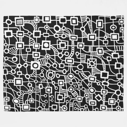 Abstrakt 070517 - Weiß auf Schwarz Fleecedecke (Vorderseite (Horizontal))