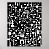 Abstrakt 090112 - Weiß in Schwarz Poster (Vorne)