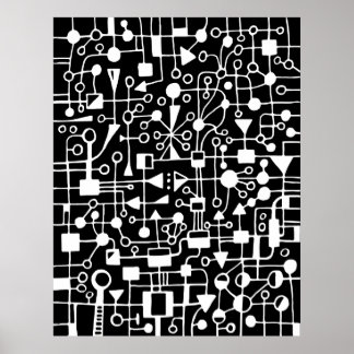 Abstrakt 090112 - Weiß in Schwarz Poster