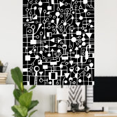 Abstrakt 090112 - Weiß in Schwarz Poster (Heimbüro)