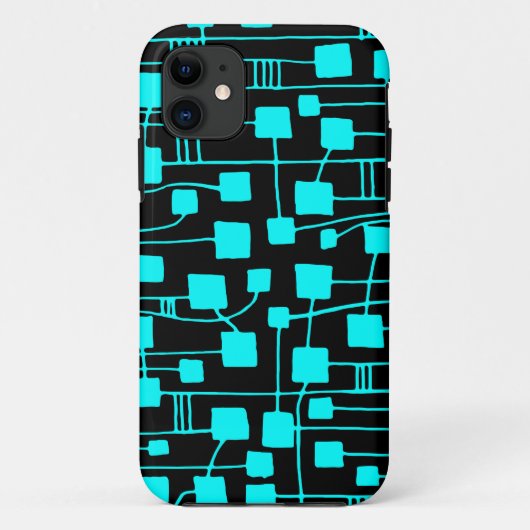 Abstrakt 111211 - Cyan auf Schwarz Case-Mate iPhone Hülle (Rückseite)