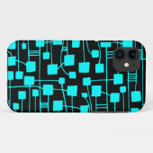 Abstrakt 111211 - Cyan auf Schwarz Case-Mate iPhone Hülle (Rückseite (Horizontal))