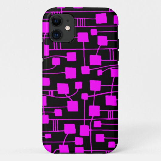 Abstrakt 111211 - Magenta auf Schwarz Case-Mate iPhone Hülle (Rückseite)