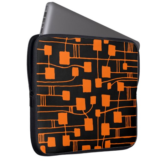Abstrakt 111211 - Orange auf Schwarz Laptopschutzhülle (Vorne Rechts)
