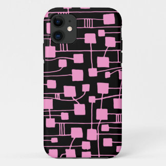 Abstrakt 111211 - Rosa auf Schwarz iPhone 11 Hülle
