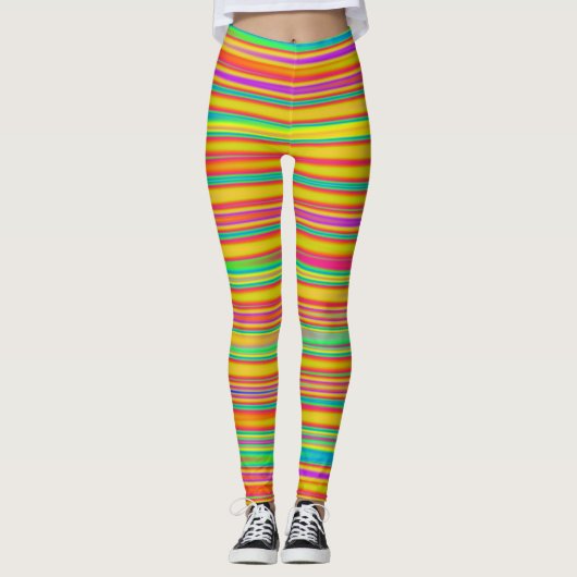 Abstrakt 120716(010) - Horizontale Streifen Leggings (Vorderseite)