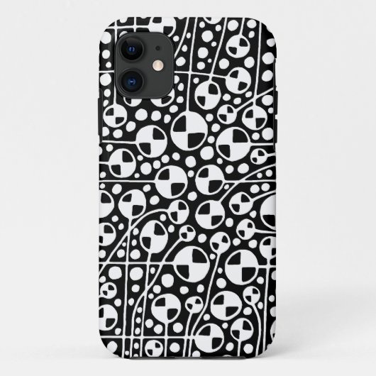 Abstrakt 130112 v5 White auf Black iPhone Case (Rückseite)