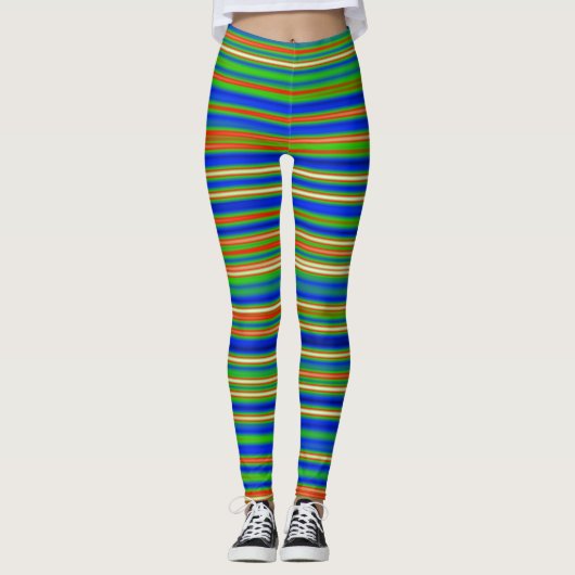 Abstrakt 130716(03) - Horizontaler Streifen Leggings (Vorderseite)
