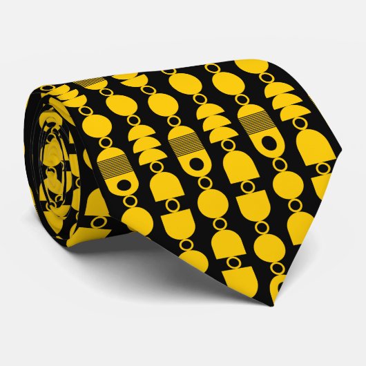 Abstrakt 140823 - Gelb auf Schwarz Krawatte (Gerollt)