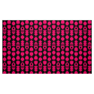 Abstrakt 140823 - Neon Red on Black Stoff