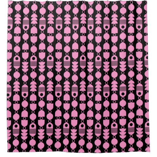 Abstrakt 140823 - Rosa auf Schwarz Duschvorhang (Vorderseite)