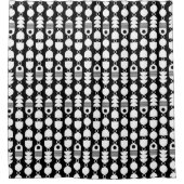 Abstrakt 140823 - Weiß auf Schwarz Duschvorhang (Vorderseite)