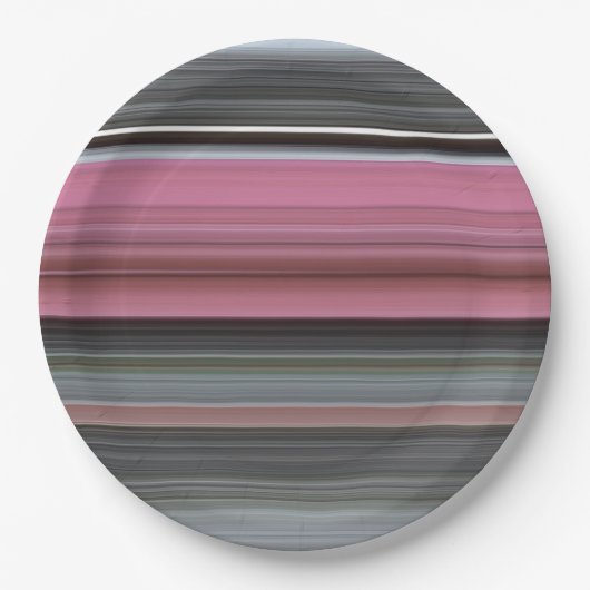 Abstrakt #1: Rosa und grau Pappteller (Vorderseite)
