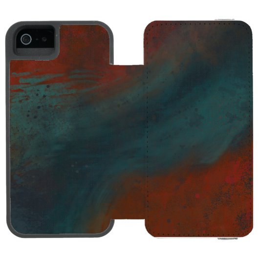Abstrakt 1: Rot und Blues Incipio iPhone Geldbeutel-Hülle (Folio Geöffnet)