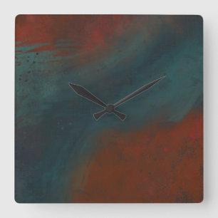 Abstrakt 1: Rot und Blues Quadratische Wanduhr