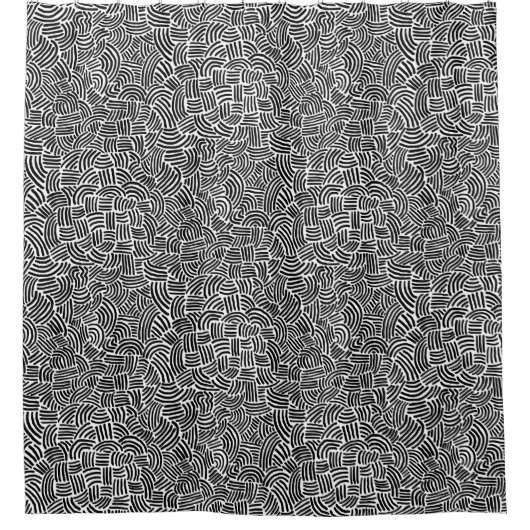 Abstrakt 200923 - Schwarz auf Weiß Duschvorhang (Vorderseite)