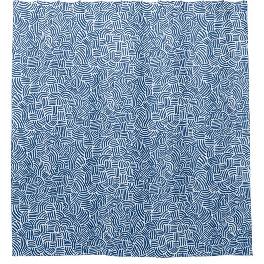 Abstrakt 200923 - Shibori Blue on White Duschvorhang (Vorderseite)