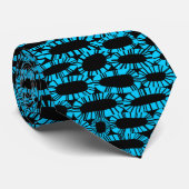 Abstrakt 250923 - Sky Blue on Black Krawatte (Gerollt)