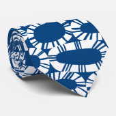 Abstrakt 250923 - White on Shibori Blue Krawatte (Gerollt)