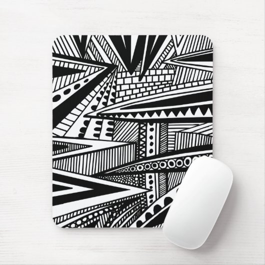 Abstrakt 25 - Schwarz und Weiß Mousepad (Mit Mouse)