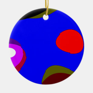 Abstrakt 309 - Blue Red Black Lila Keramik Ornament