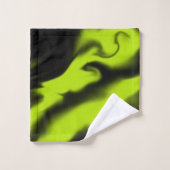 Abstrakt 3 in Schwarz und Kalkgrün Badhandtuch Set (Waschlappen)
